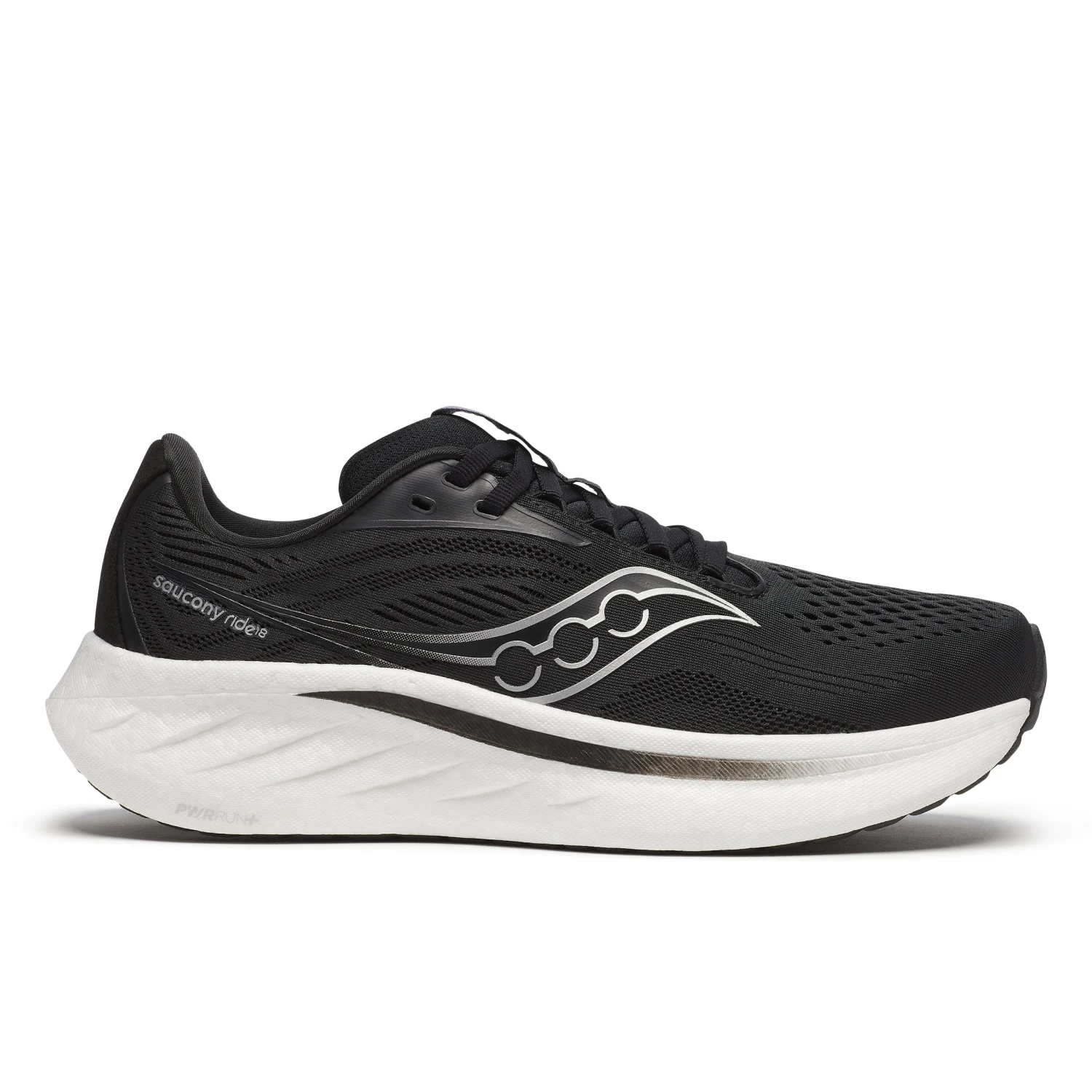 Saucony Women's Ride 18 WIDE (100 - Black/White) 1 Saucony Women's Ride 18 WIDE (100 - Black/White)