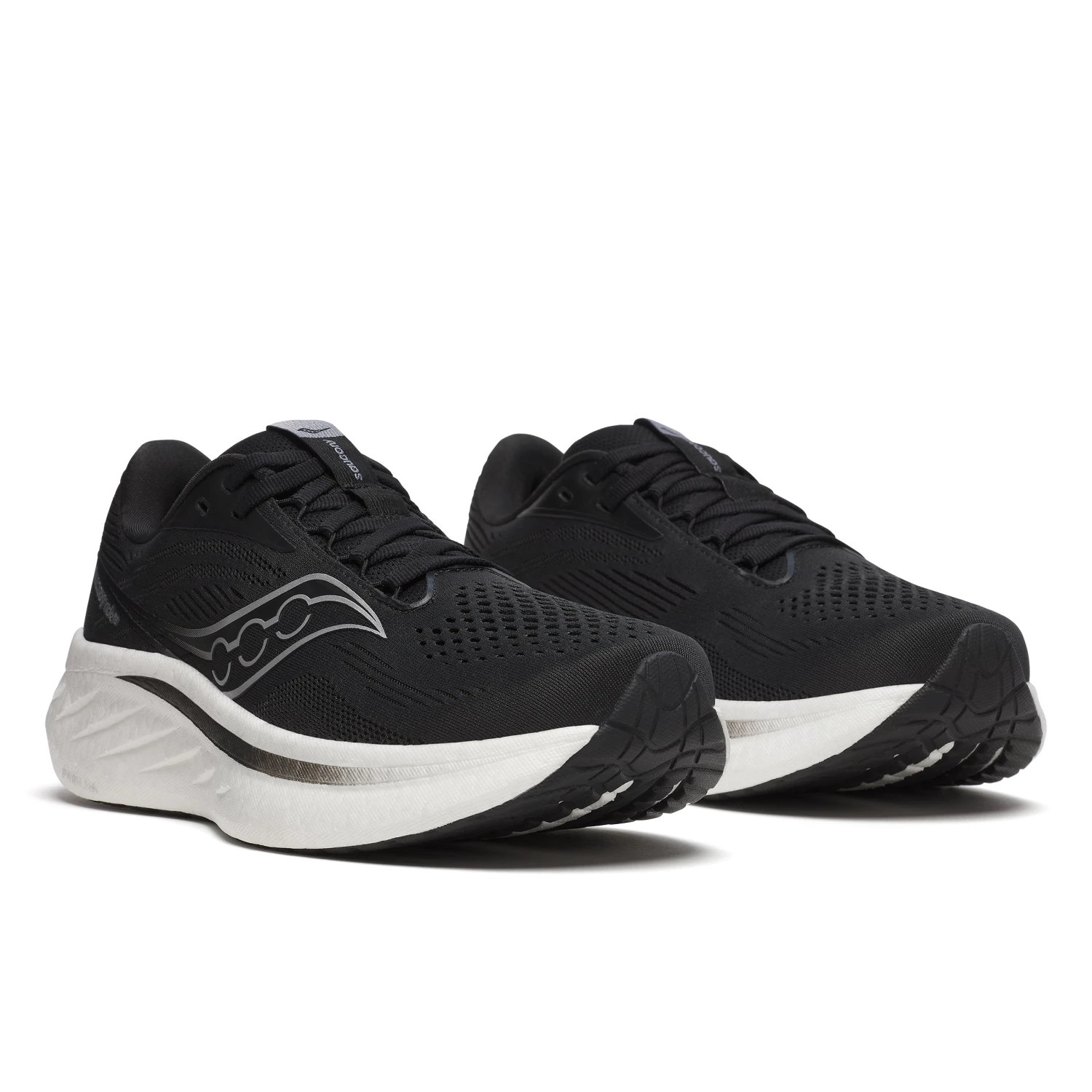 Saucony Women's Ride 18 WIDE (100 - Black/White) 2 Saucony Women's Ride 18 WIDE (100 - Black/White) - Image 2