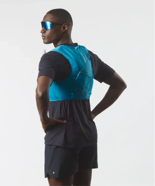 Salomon Active Skin 4 Running Vest with Flasks - Blue Danube 2 Salomon Active Skin 4 Running Vest with Flasks - Blue Danube - Image 2