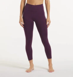Women's High-Rise 7/8 Leggings - Performa Peachskin Athletic Pants in Dark Plum