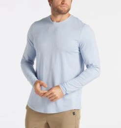 Sky Blue Men's Tailored Long Sleeve Shirt with Sueded Finish -TCRunning Shop UNRL 1