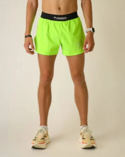 ChicknLegs Men's Neon Green 4" Half Split Performance Running Shorts