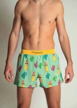 Men's Green Llamas 4” Split Shorts