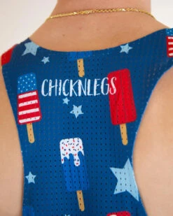 Men's USA Popsicles Performance Singlet -TCRunning Shop chicknlegs mens performance singlet USA popsicles back view close up image