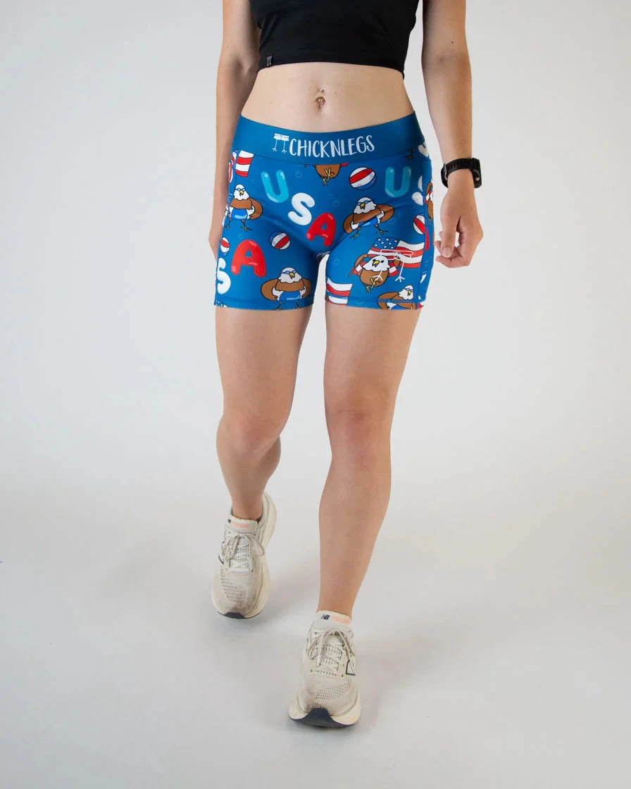 Women's USA Pool Party 3" Compression Shorts 1 Women's USA Pool Party 3" Compression Shorts