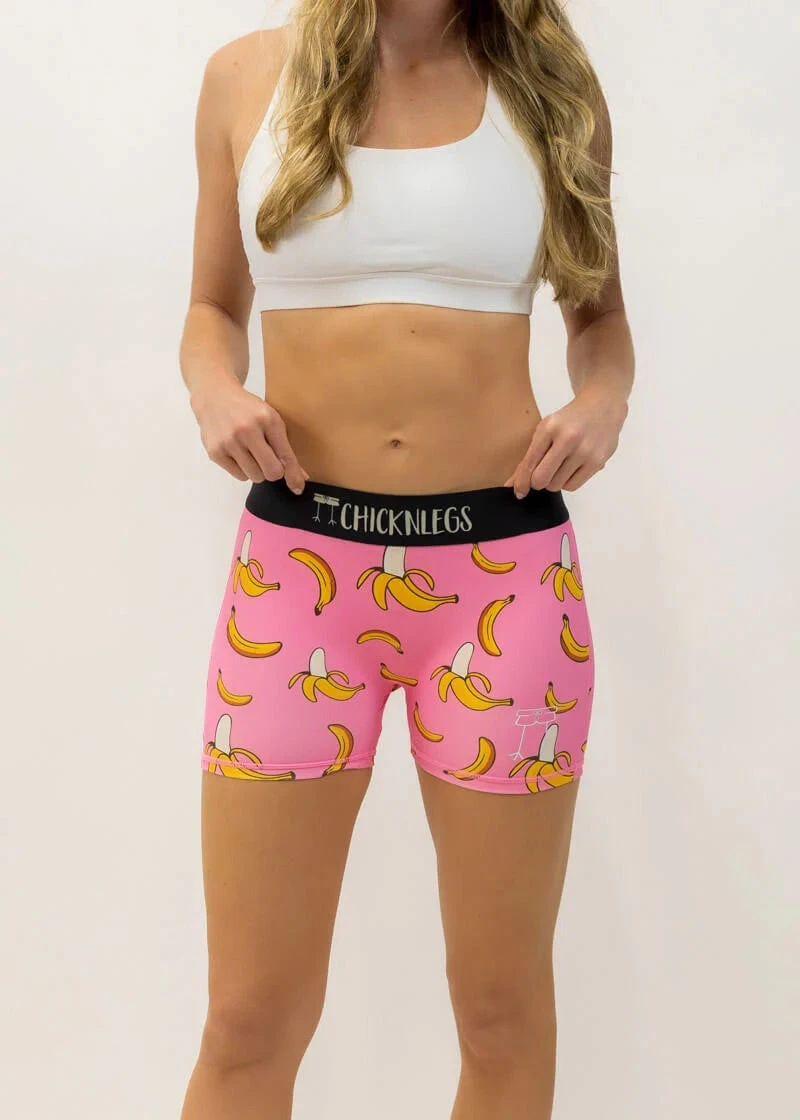Women's Pink Banana 3" Compression Shorts 1 Women's Pink Banana 3" Compression Shorts