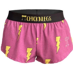 Women's Pink Bolts 1.5" Split Shorts