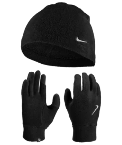 Nike Women's Therma-Fit Fleece Hat and Glove Set - Black/Silver